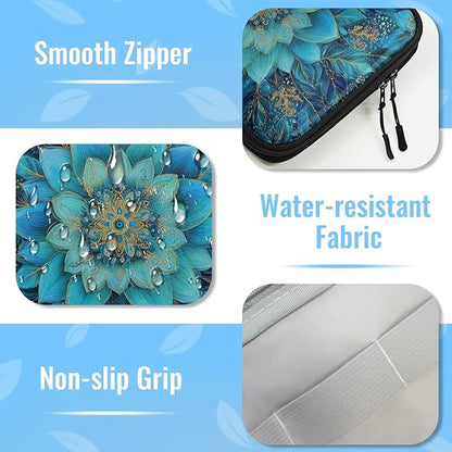 Cable Organizer Teal Mandala Flower Electronics Travel Organizer Case Tech Accessories Pouch Waterproof Cord Storage Bag for Power Bank Charger Phone Earphone
