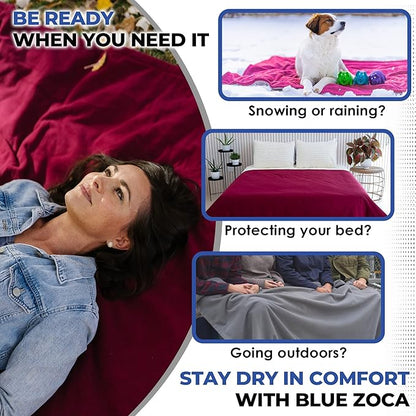 Waterproof Blanket | Machine Washable Dog Bed Cover | Water Proof Blanket to Protect Your Bed Couch Car from Leaks Spills & Accidents | for Adults Dogs & Pets | Oversized Queen Fit - 65x80in (Merlot)