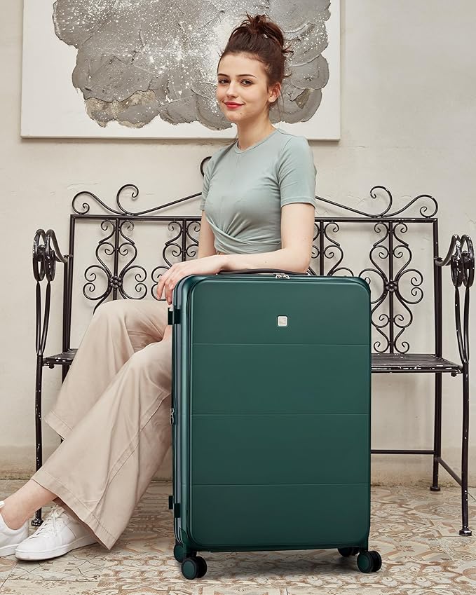 Hanke Hardside Expandable Large Checked Luggage, 28 Inch Top Opening Trunk Luggages with Spinner Wheels, All-PC Hard Shell Suitcase, Lightweight TSA Approved (Blackish Green, 120L)