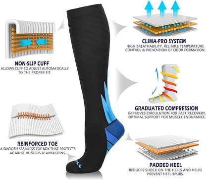 NEWZILL Medical Compression Socks for Women & Men, 20-30 mmHg Knee-High Support for Circulation, All-Day Comfort for Work Travel Running Cycling and Fitness