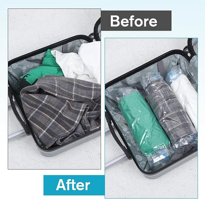 4 PCS Compression Bags for Travel, Roll-Up Space Saver Bag 18.9x13.8in Vacuum Seal Storage Bags for Packing Clothing Suitcases Luggage Home Organizers, No Pump Needed