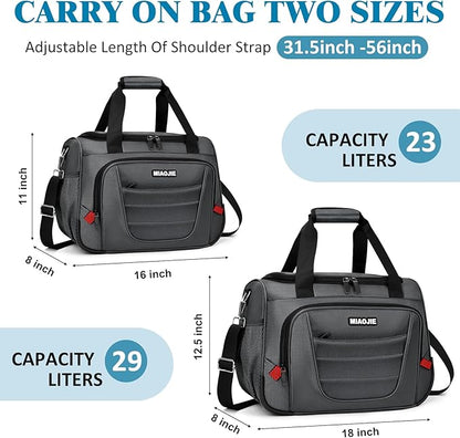 Underseat Carry On luggage Bag Airplanes Personal Item Bags, Gym Bag for Men Weekender Overnight Travel Tote Bag Shoulder Small Softside Carry on Luggage Travel Duffel Bags For Men Women -16 IN Grey