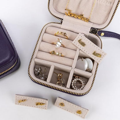 Angelina's Palace Personalized Jewelry Case with Name Engraved,Custom Leather Travel Jewelry Organizer Box for Rings,Earrings,Necklaces,Birthday Bridesmaid Gift For Women