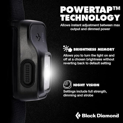 BLACK DIAMOND Astro 300 Headlamp | 300 Lumens | 3X AAA Batteries Included | Compact, Lightweight for Camping, Hiking & Climbing (Ops Black)