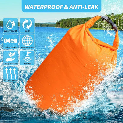 Dry Bag Set, Waterproof Small Lightweight Dry Bags for Paddle Board Kayaking, Fishing, Camping (Orange, 20L 2Pack)