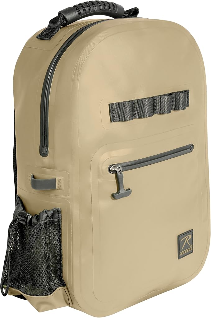 Rothco Waveguard Waterproof Backpack – Dry Storage Bag Hiking Boating Kayaking Canoeing Travel Beach Sack - Desert Sand