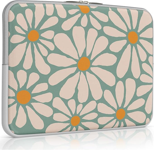 iCasso Laptop Sleeve 13 inch for MacBook Air 13-13.6 inch, Cute Laptop case for MacBook Pro 13 inch, Slim Protective Travel Carrying Case for MacBook Pro 14 inch, Chromebook, HP, Dell, Green Floral