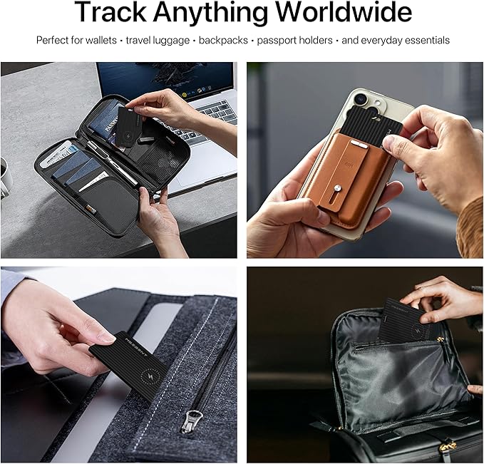 Slim Wallet Tracker Card 2 Pack, [Apple MFi Certified], Wireless Charging Bluetooth Finder, Credit Card Size Locator, IP67 Waterproof, Works with Apple Find My for Wallet, Keys, Bags, iOS Only