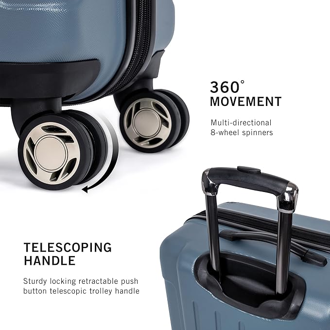 Kenneth Cole REACTION Renegade Luggage Expandable 8-Wheel Spinner Lightweight Hardside Suitcase, Granite Blue, 28-Inch Checked