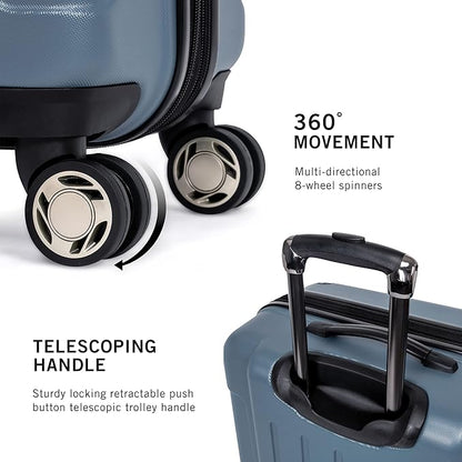 Kenneth Cole REACTION Renegade Luggage Expandable 8-Wheel Spinner Lightweight Hardside Suitcase, Granite Blue, 24-Inch Checked