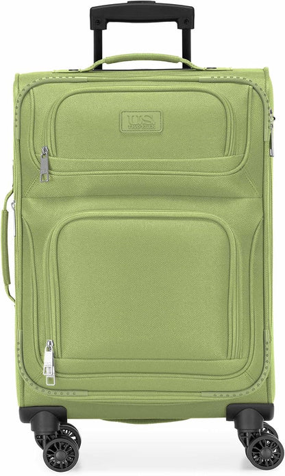 U.S. Traveler Rio Lightweight Softside Rolling Carry-on Suitcase, 4-Wheel Single, Light Green