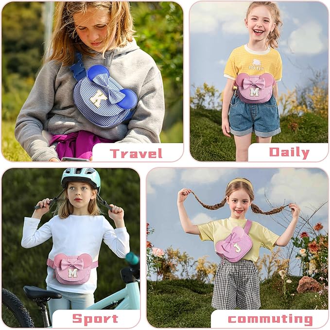 Personalized Small Belt Bag for Kids - Birthday Gifts for 3 4 5 6 7 8 9 10 Year Old Girls, Birthday Gifts for Girl Daughter Sister, Initial Belt Bags for Girls Sling Bag Purse Pink H