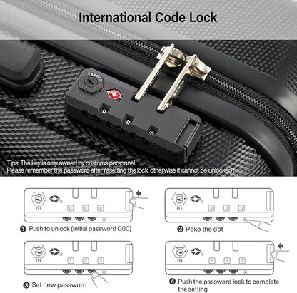 Hanke Hardshell Luggage Sets 3 Piece Extra Large Suitcases with Lock,28 Inch Luggage with Spinner Wheels, PC Travel Suitcase for Women Men 20 24 29Inch,Jet Black