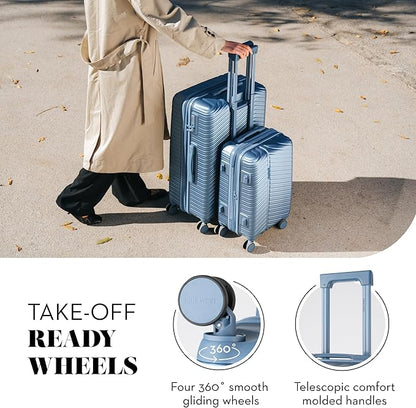 Nine West Zion 2-Piece Smart Luggage Set (20/28), Hardshell Spinners with Cup Holder & USB Port, Expandable & Scuff-Resistant Surface Lapis