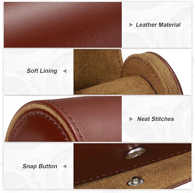 PATIKIL Watch Roll Travel Leather Case, Portable 2 Watch Roll Box with Pillow for Men Women Home Storage Display Gift Storaging Organizer, Brown