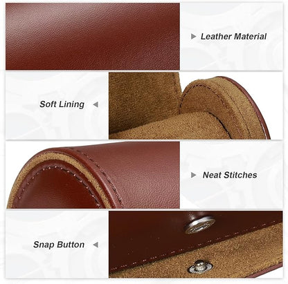 PATIKIL Watch Roll Travel Leather Case, Portable 2 Watch Roll Box with Pillow for Men Women Home Storage Display Gift Storaging Organizer, Brown