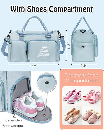 Kids Travel Duffle Bag, Sports Bag, Personalized Weekender Bag with Shoes Compartment, teacher appreciation gifts, Girls Gifts for Kids Friends