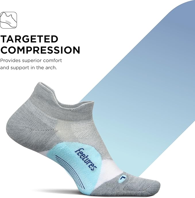 Feetures Elite Light Cushion No Show Tab Athletic Ankle Socks - Sport Sock with Targeted Compression