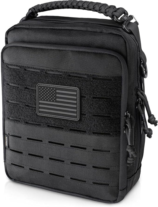 WYNEX Tactical Molle Admin Pouch, Utility EDC Pouch Organizer Modular Tool Pouch of Double Layer Design Medical EMT Attachment Bag Large Capacity with Elastic Webbing Insert Panel