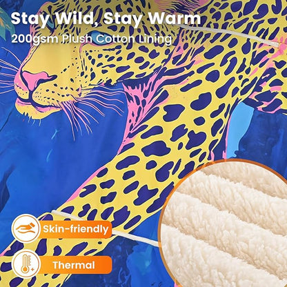 WOOMER Heated Blanket Battery Operated 50x70 Inches, 15000mAh Cordless Electric Blanket with 3 Heat Settings, Waterproof Portable Rechargeable Heating Blanket for Outdoor Camping Travel, Cheetah