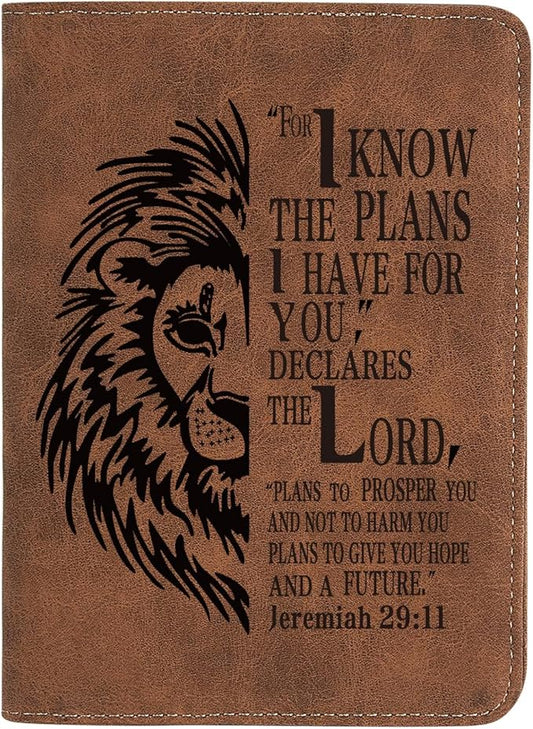Christian Gifts Leather Passport Holder for Men Personalized Engraved Passport Holder,Bible Verse Faith Religious Birthday Inspiring Gifts (Jeremiah 29:11)