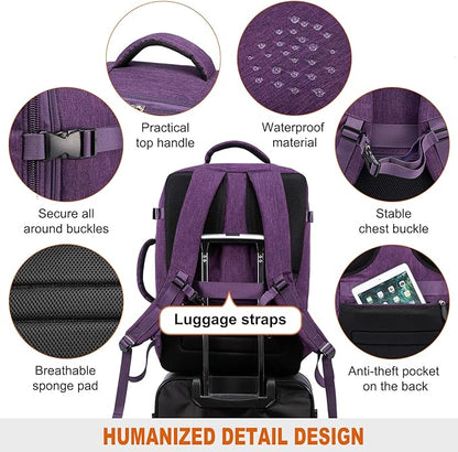 LOVEVOOK Carry on Backpack, 45L Large Travel Backpack for Women Airline Approved, Expandable Large Suitcase Backpacks With 4 Packing Cubes, Aer Travel Pack 3, Water Resistant Weekender Bag