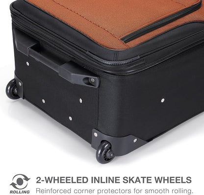 Travel Select Amsterdam Softside Expandable Luggage with Rolling Wheels, Orange, 4-Piece Set (15/21/25/29)