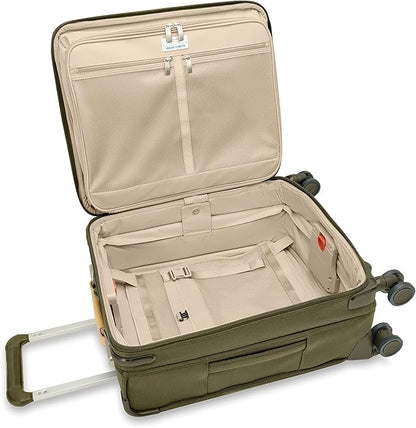 Briggs & Riley 21" Global Carry On Expandable Spinner - Luggage for International Travel, Suitcases with Wheels, Softside Rolling Bag for Men & Women, Self-Repairing Zipper- Baseline Collection, Olive