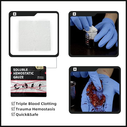 RHINO RESCUE Soluble Hemostatic Gauze Dressing 4"*35"(3ft) for Quick Clotting, Stop Bleeding Gauze for Combat, Trauma, IFAK Refill, Wound Kit, 1 Count
