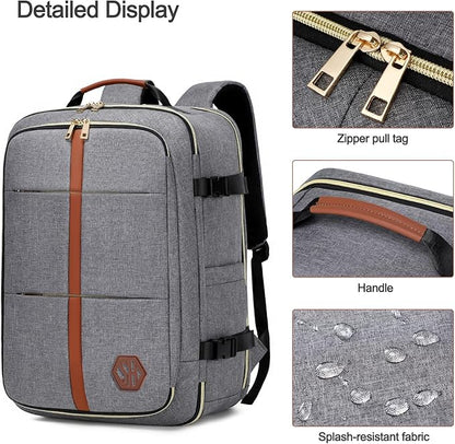 40L Travel Laptop Backpack for Women & Men, Airline Approved Carry On Luggage Overnight Bags, Waterproof Personal Item Bag, Weekender Essentials Backpacks Vacuum Backpack Gray