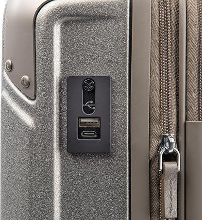 Travelpro Platinum Elite Hardside Expandable Carry on Luggage, 8 Wheel Spinner, TSA Lock, Hard Shell Polycarbonate Suitcase, Metallic Sand, Carry on 21-Inch