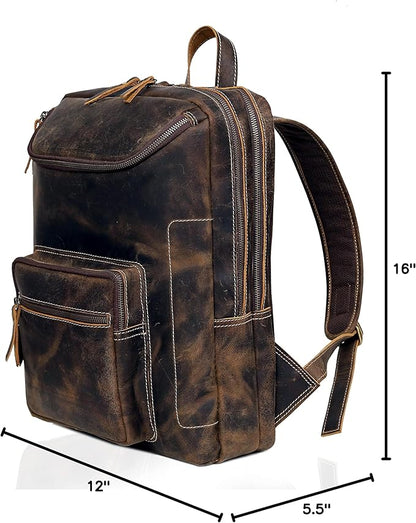 Vintage Leather Backpack For Men 16" Laptop Bag Large Capacity Business Travel Hiking Shoulder Daypacks Business Office Brown (Laptop Backpack 1)