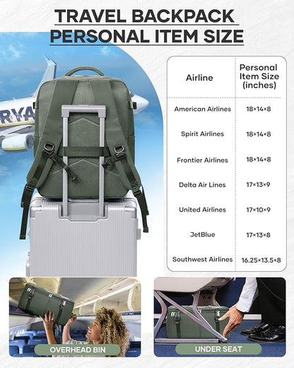 Vacuum Seal Backpack Travel With Pump,Large Carry On Vacpack Backpacks For Women Men,Mochila De Viaje Compresion Al Vacio,Personal Item Travel Backpack With Vacuum System,Olive Green