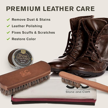 Stone and Clark Original Shoe Polish & Care Kit - Leather Shoe Shine Kit for Men & Women