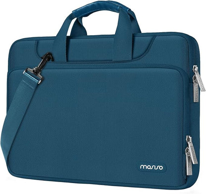 MOSISO 360 Protective Laptop Shoulder Bag Compatible with MacBook Air 13 inch M4 M3 M2 M1 2025-2018/Pro M2 M1 2025-2016,Matching Color Sleeve with Belt,Teal Green