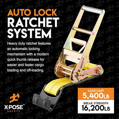 Ratchet Straps Heavy Duty 3" x 30' – 16,200 lbs Break Strength Tie Down Straps with Flat Hooks, Ratcheting Cargo Straps for Truck, Trailer, Kayak, Motorcycle & Moving – 1 Pack