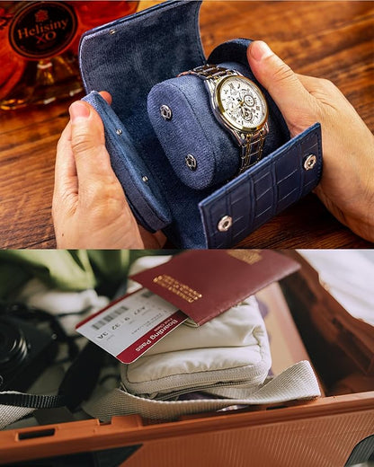 MR.OKAY Single Watch Travel Case-Classic Leather Watch Case With Superb Texture.(Portable Watch Roll Or Organizer For Storage And Display).Festival Gift For Men, All Handcrafted By Artisans.