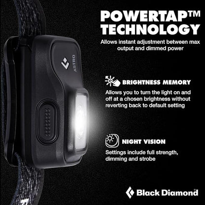 BLACK DIAMOND Astro 300 Headlamp | 300 Lumens Brightness | 3X AAA Battery Operated (Included) | Compact & Lightweight | Graphite