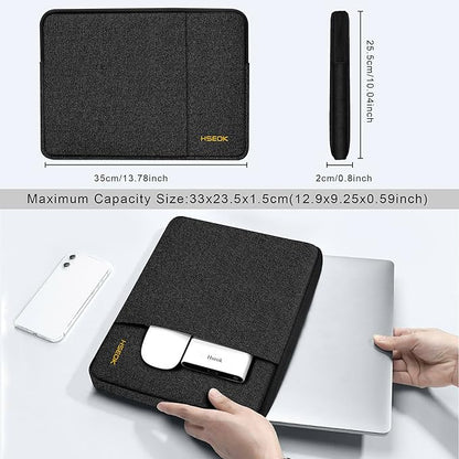 Slim Laptop Case 13.3 14 inch Sleeve, Rainproof & Shockproof Carrying Case for Notebooks Compatible with MacBook Pro 14" and All Models 13.3" MacBook Air/Pro, Most Popular 13"-14" PC,Black