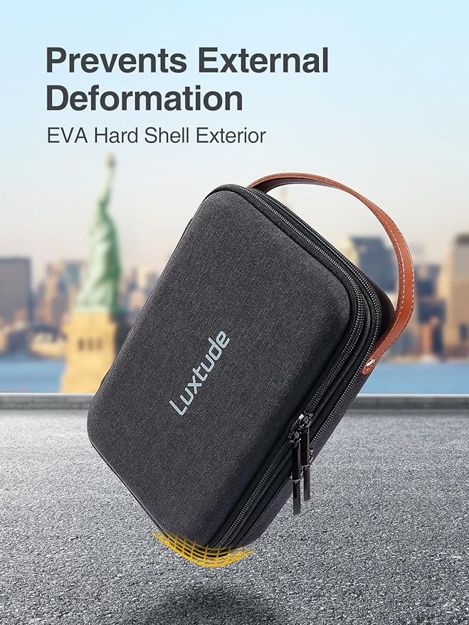 Luxtude Electronics Organizer Travel Case, Portable Tech Organizers Travel Case, Hard Cases for Electronics, Sturdy Charger Bag, Waterproof Tech Bag for Charger/Mouse/Hard Drive, Christmas Gifts