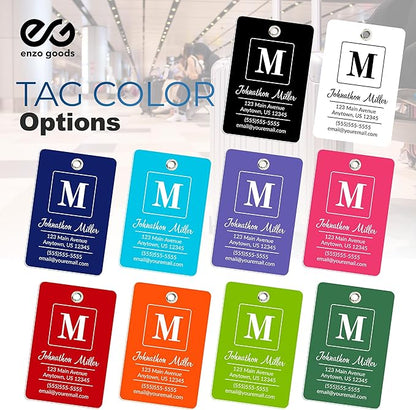 Personalized Luggage Tag | 10 Pack | Custom Luggage Tags for Suitcases | Kids Backpack Tag | 10 Color Options & Choose Font, Font Color