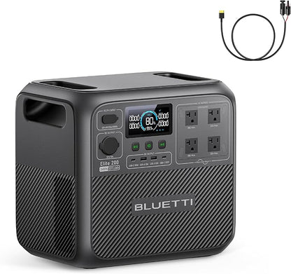BLUETTI Elite 200 V2 Portable Power Station with Solar Charging Cable, 2073.6Wh LFP Battery Backup w/ 4 2600W AC Outlets, 17-Year Lifespan, Solar Generator for Camping, Off-grid