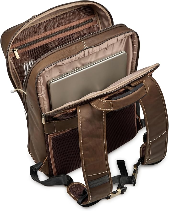 Luxorro Professional Leather Backpack – Handcrafted Full-Grain Leather Laptop Bag for Work & Travel (Dark Brown, 15 Inch)