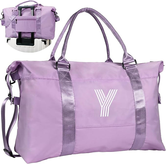 Gifts for Friends Female Mom, Initial Travel Duffel Bag, Gym Bag, Duffel Bag,Personalized Weekender Bag，Friend Wedding Girlfriend Birthday Gifts for Women Gifts for Teen Girls (Letter Y)