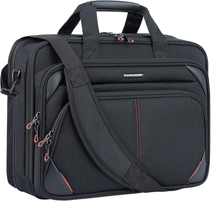 KROSER Laptop Bag 15.6 Inch Briefcase Messenger Bag Water Repellent Computer Case Shoulder Bag Durable Tablet Sleeve with RFID Pockets for Business/College/Women/Men - Black/Red