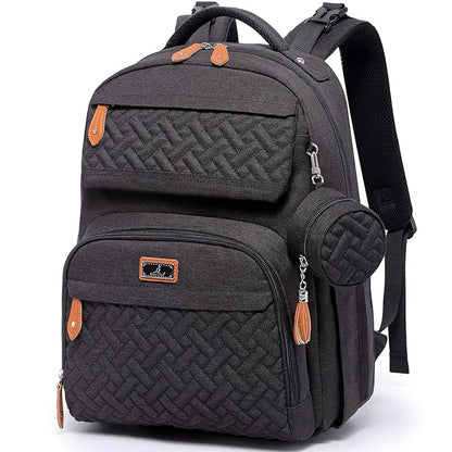 BabbleRoo Diaper Bag Backpack - Travel Large Baby Diaper Bag with Changing pad, Waterproof Baby Bags for Mom & Dad, Unisex Bags with Pacifier Case, Luggage Strap & Stroller Clips– Black