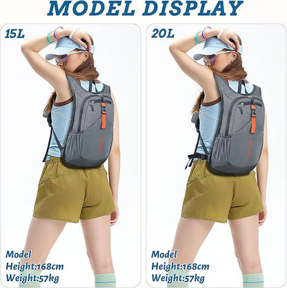 20L Small Hiking Backpack for Men Women Foldable Packable Back Pack Ultralight Hiking Daypack for Travel Camping Outdoor, Gray