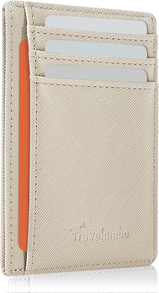 Travelambo Slim Wallet Front Pocket Minimalist Leather RFID Blocking Medium Size