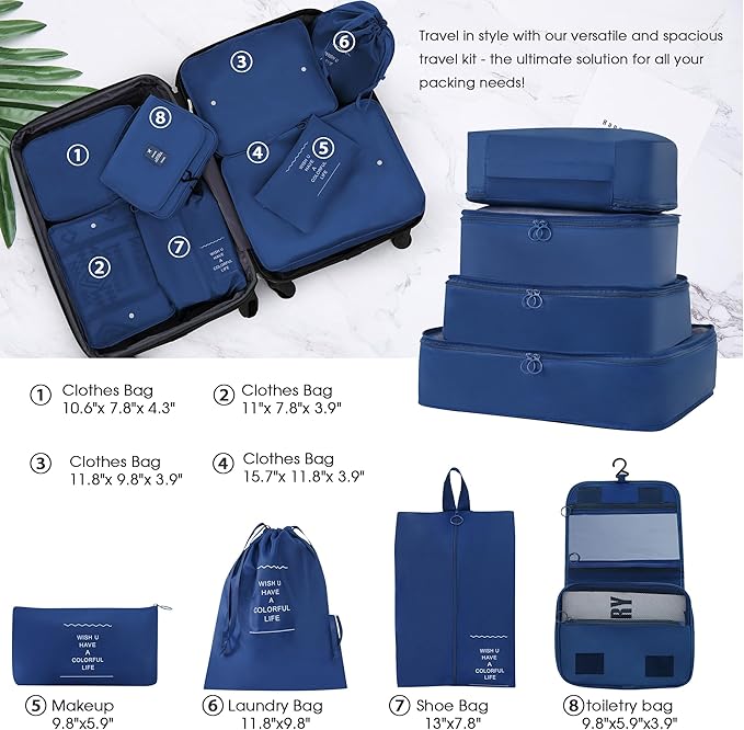 Merax Luggage sets of 13 Piece 16 20 20 28 IN Carry on Luggage Hard Case Blue Luggage Expandable Checked Luggage Suitcase Set with Wheels