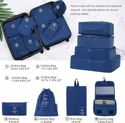 Merax Luggage sets of 13 Piece 16 20 20 28 IN Carry on Luggage Hard Case Blue Luggage Expandable Checked Luggage Suitcase Set with Wheels